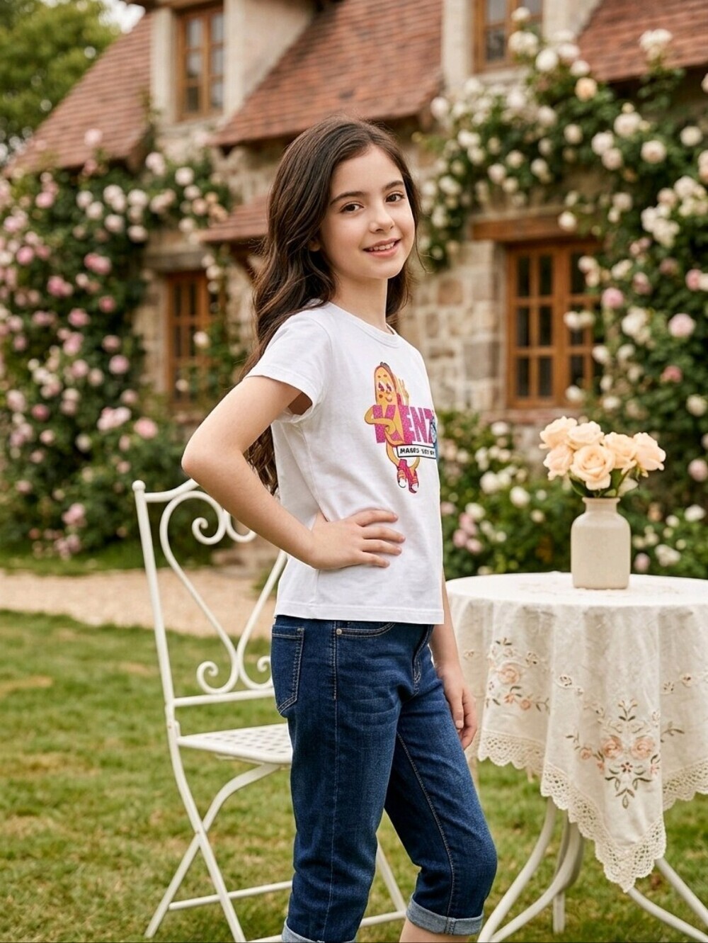 Kenzo White Graphic Short Sleeve Tee Children Size XL